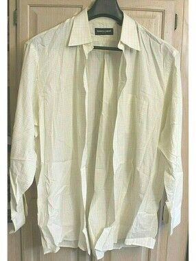 Kenneth Gordon Men's White Cotton Button Down Long Sleeve Dress Shirt Size 18/35